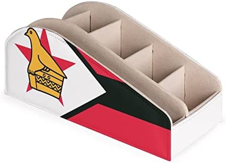 זימבבואה דגל מחזיק שליטה רחוקה עם 6 תאים עור מארגן מרחוק PU לתיבת האחסון למשרד ביתי