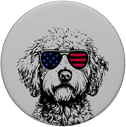 Labradoodle Dog 4 ביולי אמריקה אמריקה ארהב דגל פופסי פופ פופגריפ הניתן להחלפה