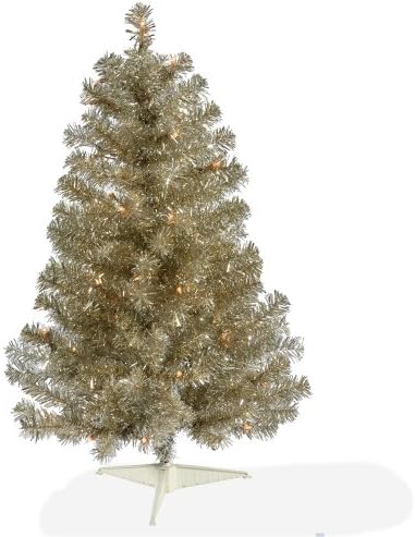 ויקרמן 3 'שמפניה עץ חג מולד מלאכותי, אורות ליבון ברורים דוראים - עץ חג המולד פו - עיצוב בית מקורה עונתי