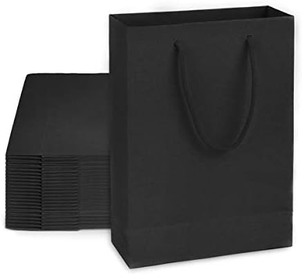 שקיות מתנת נייר שחורות של דיסו, שקיות מתנה של 20 יחידות 7.5 על 3.1 על 10.2 שקיות נייר קטנות עם ידיות שקיות נייר