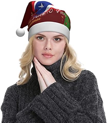 פורטו ריקו דגל מצחיק מבוגרים קטיפה סנטה כובע חג המולד כובע לנשים & מגבר; גברים חג המולד חג כובע