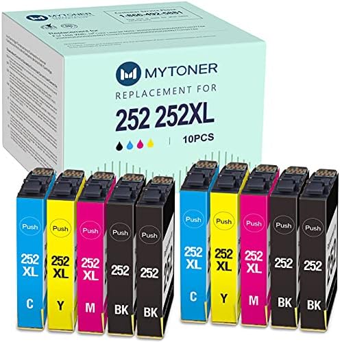 Mytoner מחלקת דיו מיוצר מחדש החלפת EPSON 252XL 252 XL 252 דיו לכוח העבודה WF-7710 WF-7720 WF-3620 WF-3640