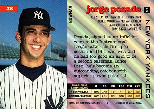 1994 בייסבול של באומן 38 כרטיס טירון חורחה פוסדה