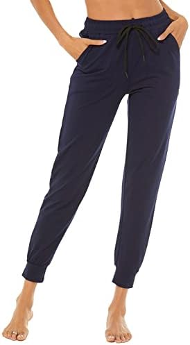 מכנסי טרנינגטי כותנה קלים של Avacostume לנשים יוגה רץ טרקלין מכנסיים מזדמנים עם כיסים