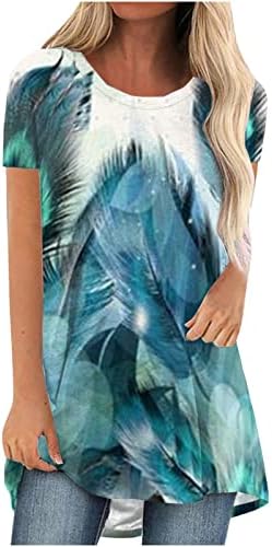 נשים של קיץ אלגנטי טוניקת חולצות חידוש עגול צוואר קצר שרוול חולצות מודפס פרחוני רופף בכושר יוצא חולצות