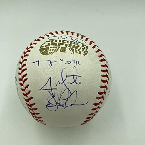 2007 בוסטון רד סוקס אלוף העולמי של אלופי העולמי חתמה על W.S. בייסבול MLB אותנטי - כדורי בייסד חתימה
