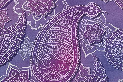 מגבת מחצלת יוגה של אמבסון פייזלי, דפוס סגול בסגנון מציר לאורך קישוטי פרחים מופשטים אמנות מזרחית, כיסוי אימון