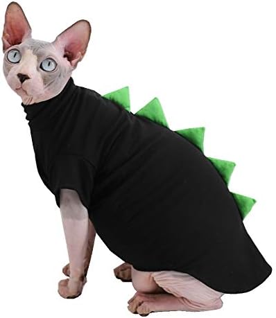 דינוזאור עיצוב ספינקס חסר שיער חתול בגדים חמוד לנשימה קיץ כותנה חולצות חתול תלבושות לחיות מחמד בגדים,