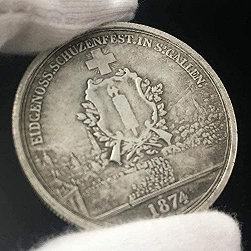 פרנק שוויצרי 1874 שוויצרי כסף דולר חוץ כסף עגול אירופאי מטבע מטבע שוויצרי כסף מטבע עתיק אוסף עותק
