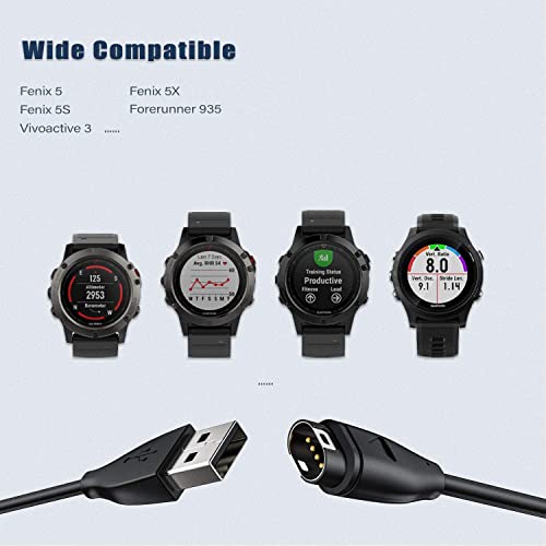 כבל טעינה עבור גרמין, כבל חשמל של דו-חבילות כבל חשמל USB תואם עבור Garmin Watch 245 fenix 5 5 פלוס