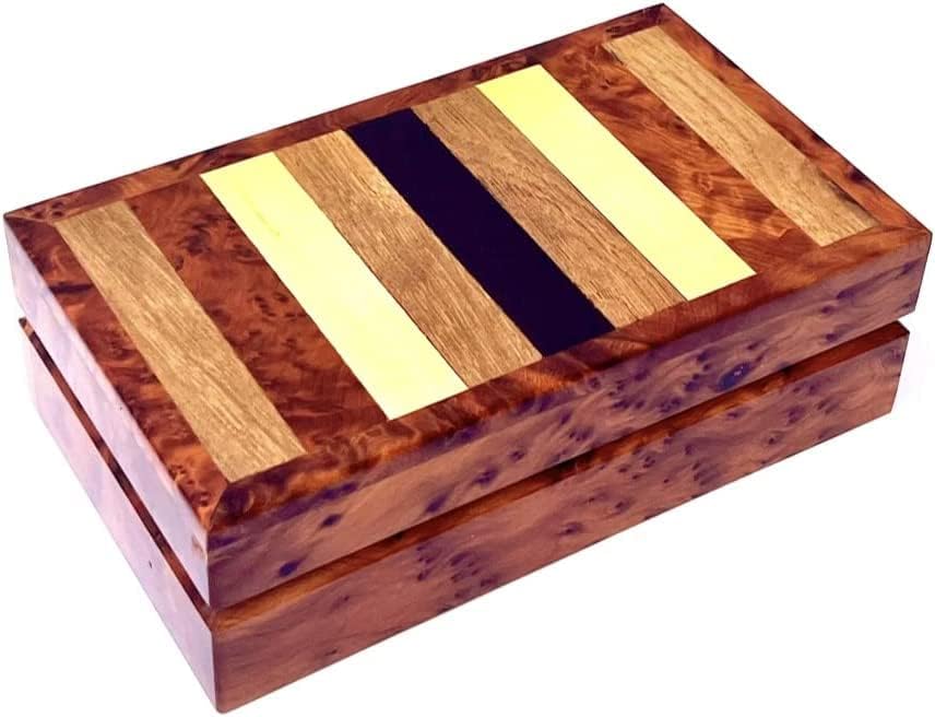 קופסת עץ מגולפת Bazaardi עם מכסה צירים רב תכשיטים מזכרת תכשיטים דקורטיביים דקורטיביים עץ דקורטיבי