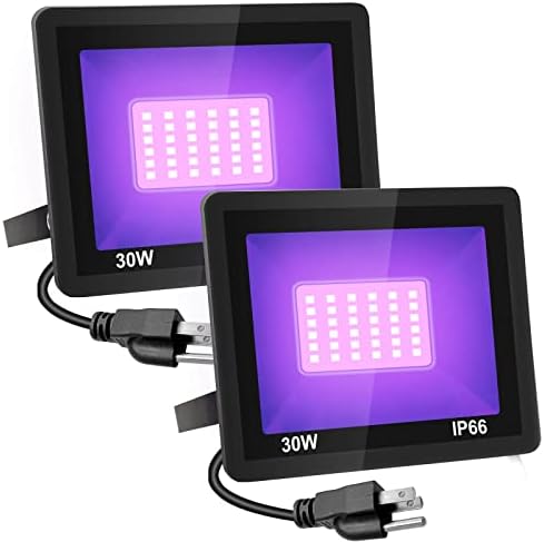 Giguelove 2 חבילה 144 LED 50W Blacklight IP66 אטום למים, אורות שחורים למסיבת זוהר. נהדר לזוהר בכהה, צבע