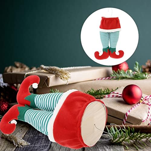 Abaodam חג המולד שדון רגליים ממולאות חג המולד קישוט עץ עץ הפוך קישוט רגל אדום ירוק אדום לחג שמח