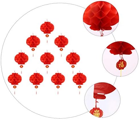 פנס חיצוני 20 יחידות 2021 פנסי ראש השנה הסינית פנסים אדומים תליית פנסי חלת דבש לפסטיבל האביב הסיני חגיגת