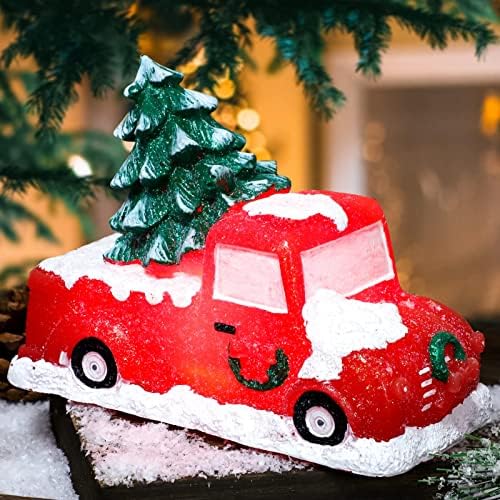 משאית חג המולד של Flavcharm LED נרות חסרי תקע, נרות הובלים מכונית נרות בית חווה סוללה המופעלת עם שלט רחוק,