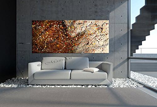 יופי וינטג '111 ציור אדום 72 סגנון ג 'קסון פולוק, שכבות עבות שמן מקורי תמונת קיר גדולה על בד