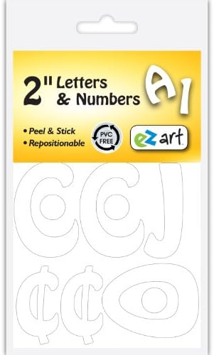 שלט כותרת 6104 EZ אמנות מקלפים ומקלות מכתבים ומספרים, 2 אינץ ', 79 חלקים, לבן