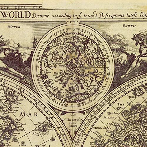 מפת וינטג 'עולמית היסטורית מפת וינטג