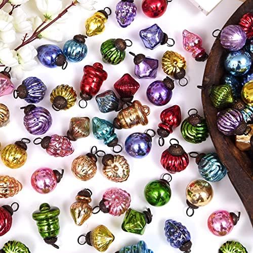 25 חלקים- זכוכית סס צבעוני קישוטי חג המולד- קישוטים לחג המולד של וינטג