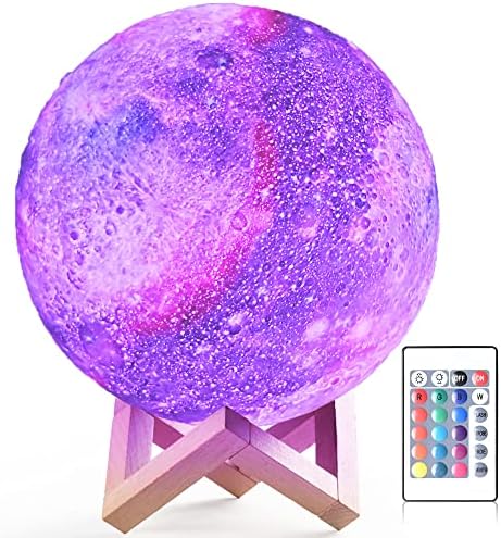 מנורת ירח - 3ד ירח לילה אור לילדים חדר שינה - 16 צבע הוביל ירח כדור לחלל תפאורה מנורת לילה עם מעמד, מגע / מרחוק-מתנות