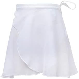 חצאיות ריקוד של פוסוואן לבנות, חצאית עטיפת שיפון בלט לבן, חצאית בלט פעוטות לילדות בת 4-7, בגודל קטן