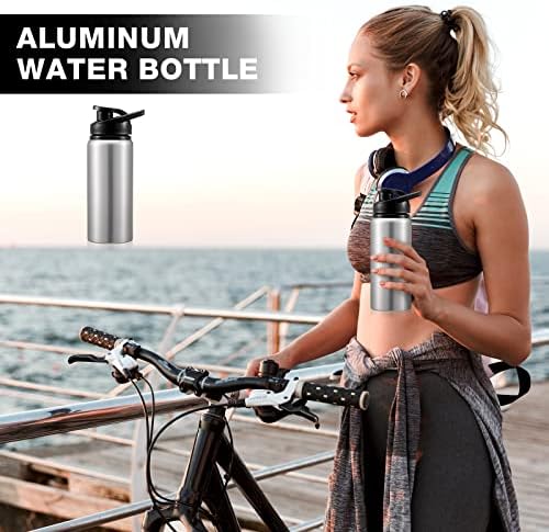 Gandeer 14 PCS בקבוק מים אלומיניום בקבוקי אופניים 17 גרם עם מכסה הצמד מתכת לשימוש חוזר משקל קל