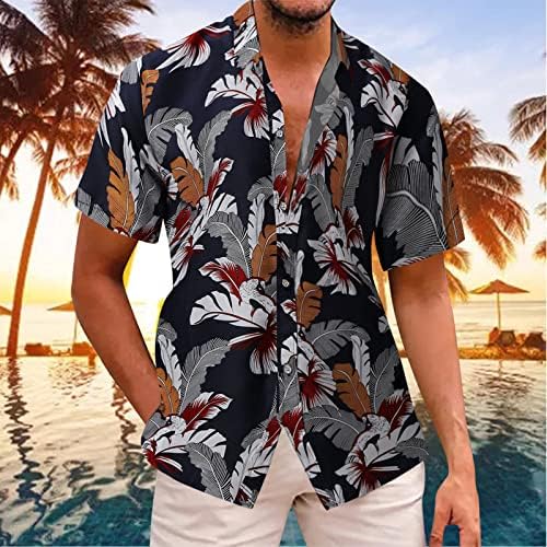 חולצות זדדו גברים מזדמנים, קיץ שרוול קצר כפתור למטה חולצה לגברים בהוואי טרופי הדפס פרחוני חוף אלוהא צמרות