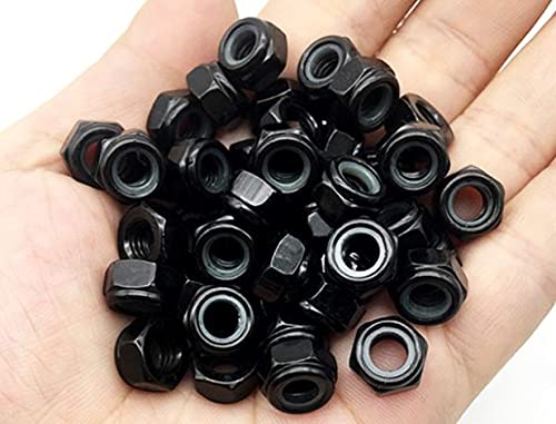 40 יחידות שחור מ8איקס 1.25 מ נילוק ניילון מוכנס נעילת אגוז פחמן פלדה