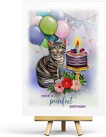 כרטיס חתול צבעוני ליום הולדת שמח, כרטיס קווילינג לחתול ליום הולדת, יש לו כרטיס יום הולדת מושלם עבורו, לה,