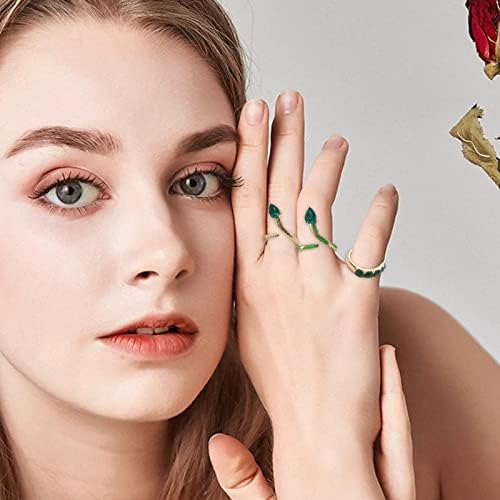 יום האהבה מציג 3 חתיכות סט אבנים ירוקות עם טבעת יהלומים שנקבעו לנשים רוח מעוטרת 3 חתיכות נקבה טבעת 2 יחידות 9 טבעות