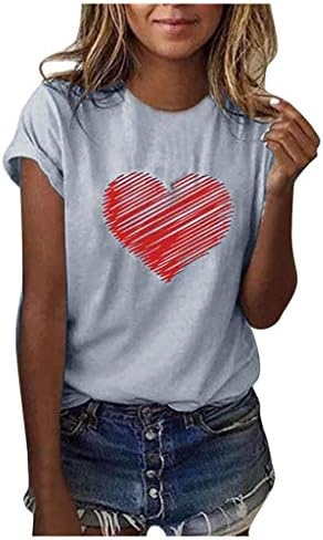 נשים נוער בנות חולצות קיץ גרפי טי לב בצורת הדפסת חולצה חולצה בתוספת גודל חולצות וחולצות