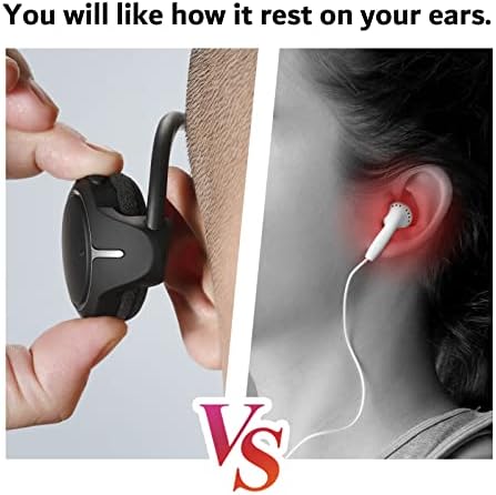 קובור מעל אוזניות אלחוטיות באוזן מאחורי הראש-עטוף רך סביב אוזניות עם מיקרופון, חיי סוללה של 20 שעות, מתקפלים לאימון,