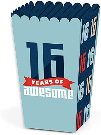 נקודה גדולה של אושר ילד יום הולדת 16 - שישה עשר מסיבת יום הולדת מתוקה לטובת קופסאות פופקורן