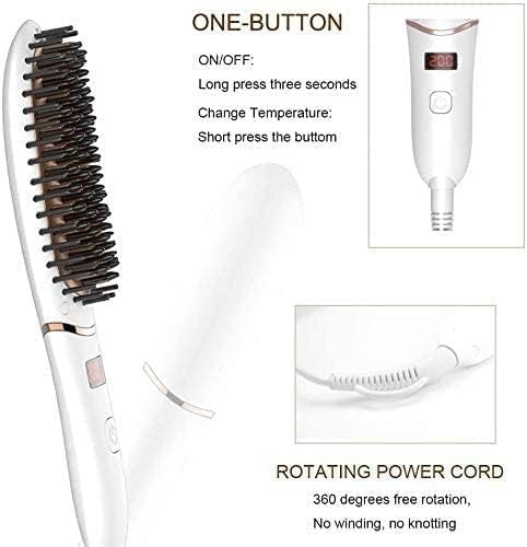 מברשת מחליק שיער MXJCC, קרמיקה מברשת יישור שיער, אנטי-סקאלד, מחוון LED, 110V-240V, מחליק שיער