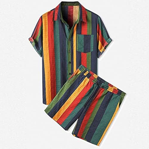 חליפות חולצות וינטג 'של נרהברג לגברים כפתור מפוספס חולצה צווארון שרוול קצר שרוול רגיל כותנה כותנה