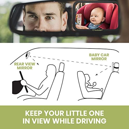 Keababies גדול עמיד בפני רכב לתינוק מראה מכונית וכיסויי מושב לרכב לתינוקות - בטיחות מראה מושב