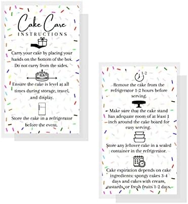 עוגת טיפול הדרכה כרטיס / 50 חבילה / איך כראוי לשאת ולאחסן עוגת שלך / לבן עם קשת וזורה עיצוב