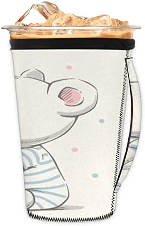 דובי תינוק מקסים לשימוש חוזר של שרוול קפה קרות קפה קר קוזי תואם £ £ ¬ אהב שרוול כוס לב עם מכונת ידית