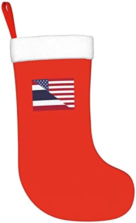 דגל אמריקה ודגל תאילנד דגל תאילנד גרבי חג המולד, מתנות למסיבת חג חג המולד לקישוטים לחג משפחתי 18 אינץ '