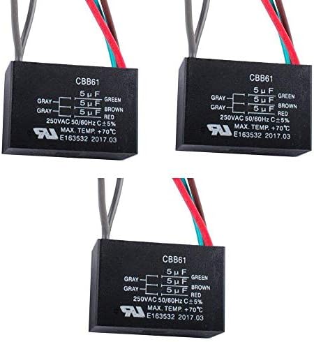 CBB61 5 קבלים מאוורר תקרת תיל לטכנולוגיה חדשה 5+5+5UF 50/60Hz 250VAC （3 PCS）