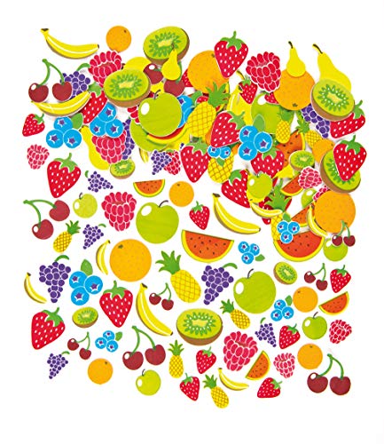 בייקר רוס איו3092 מדבקות קצף פירות-מארז של 120, דבקים עצמיים, מושלם לילדים לקישוט קולאז ' ים ומלאכות