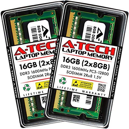 A-Tech 16GB ערכת זיכרון זיכרון זיכרון לסדרת Lenovo IdeaPad Y500-DDR3 1600MHz PC3-12800 לא ECC SO-DIMM