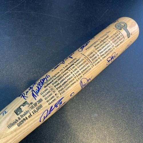 2008 פילדלפיה פיליז פיליס אלוף אלופות אלופות החתימה את W.S. BAT JSA COA - עטלפי MLB עם חתימה