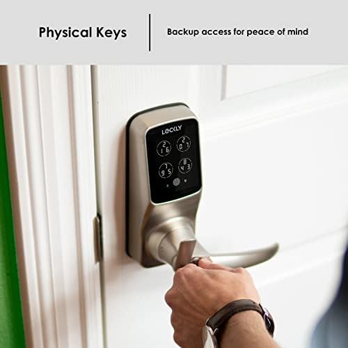 Lockly Model 6S, מנעול חכם Bluetooth, מנעול דלת כניסה ללא מפתח, לוח מקשים של PIN Genie®, מנעול אוטומטי - ניקל