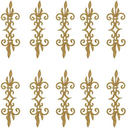 10 מחשבים/ברזל מגרש על טלאי תלבושות פרחים יישומי רקומים חוטי זהב וכסף 17.56 סמ DIY