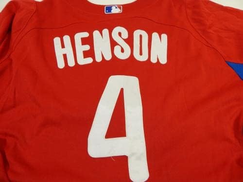 2011-13 פילדלפיה פיליס טיילר הנסון 4 משחק נעשה שימוש באדום ג'רזי ST BP 48 569 - משחק משומש גופיות MLB