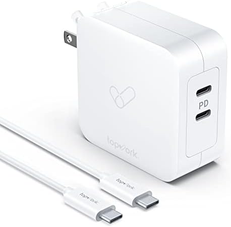 100W מתאם כוח USB C, Topvork 2-Port מתקפל PPS מטען נסיעות GAN, USB C חסימת מטען עבור MacBook/Dell XPS/iPad