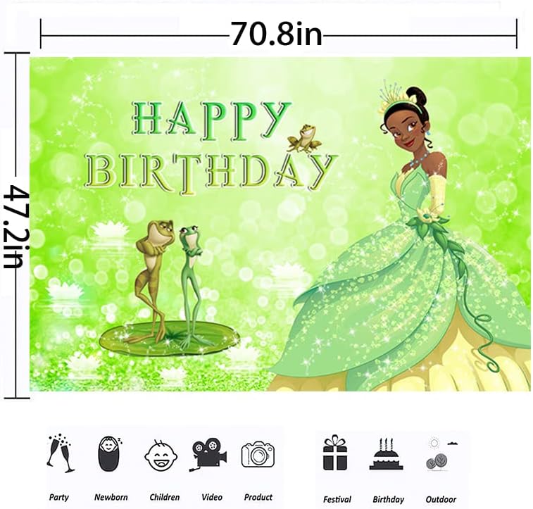 נסיכת טיאנה רקע לקישוטי מסיבת יום הולדת נסיכה ודגל הצפרדע לאספקת מסיבת מקלחת לתינוק 6 על 4 רגל
