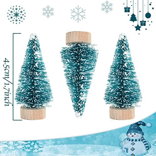 72 יח 'מיני חג המולד סיסל שלג עצי כפור עם בסיס עץ מלאכותי בקבוק חורף מברשת שולחן שולחן לקישוט ותצוגה