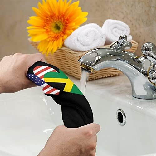 ג'מייקה דגל לב אמריקאי מגבות ידיים לפנים גוף שטיפת גוף מטליות רחיצה רכות עם חמוד מודפס למטבח אמבטיה מלון